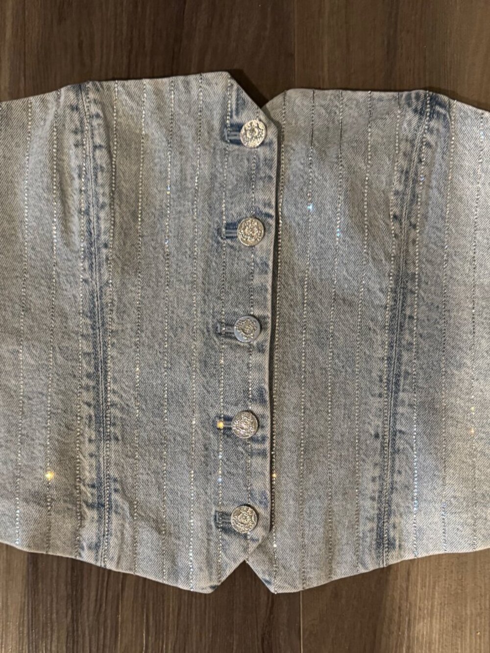 Alice & Olivia Kelcey strapless embellished denim vest - Picture 8 of 10
